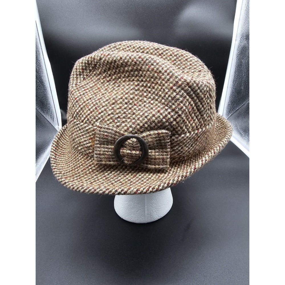 Vintage Wool Tweed Fedora Hat Grey‎ Mens